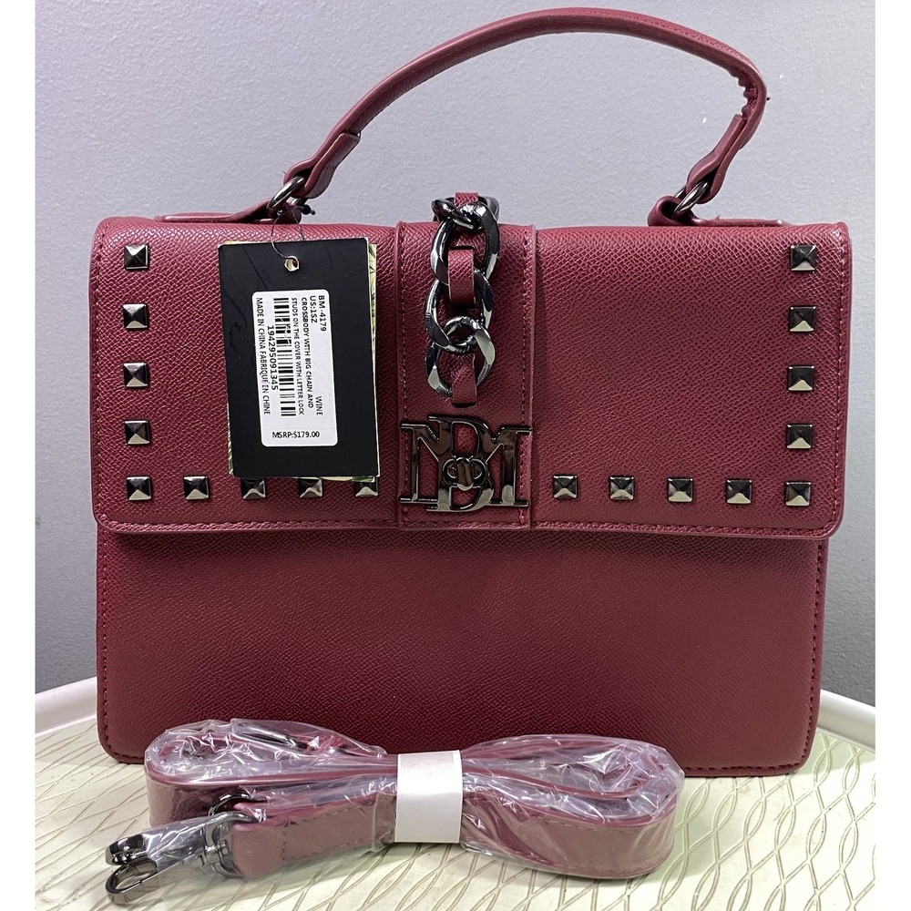 Badgley Mischka Women's Vegan Leather Crossbody Burgundy Purse MSRP $179 NWT